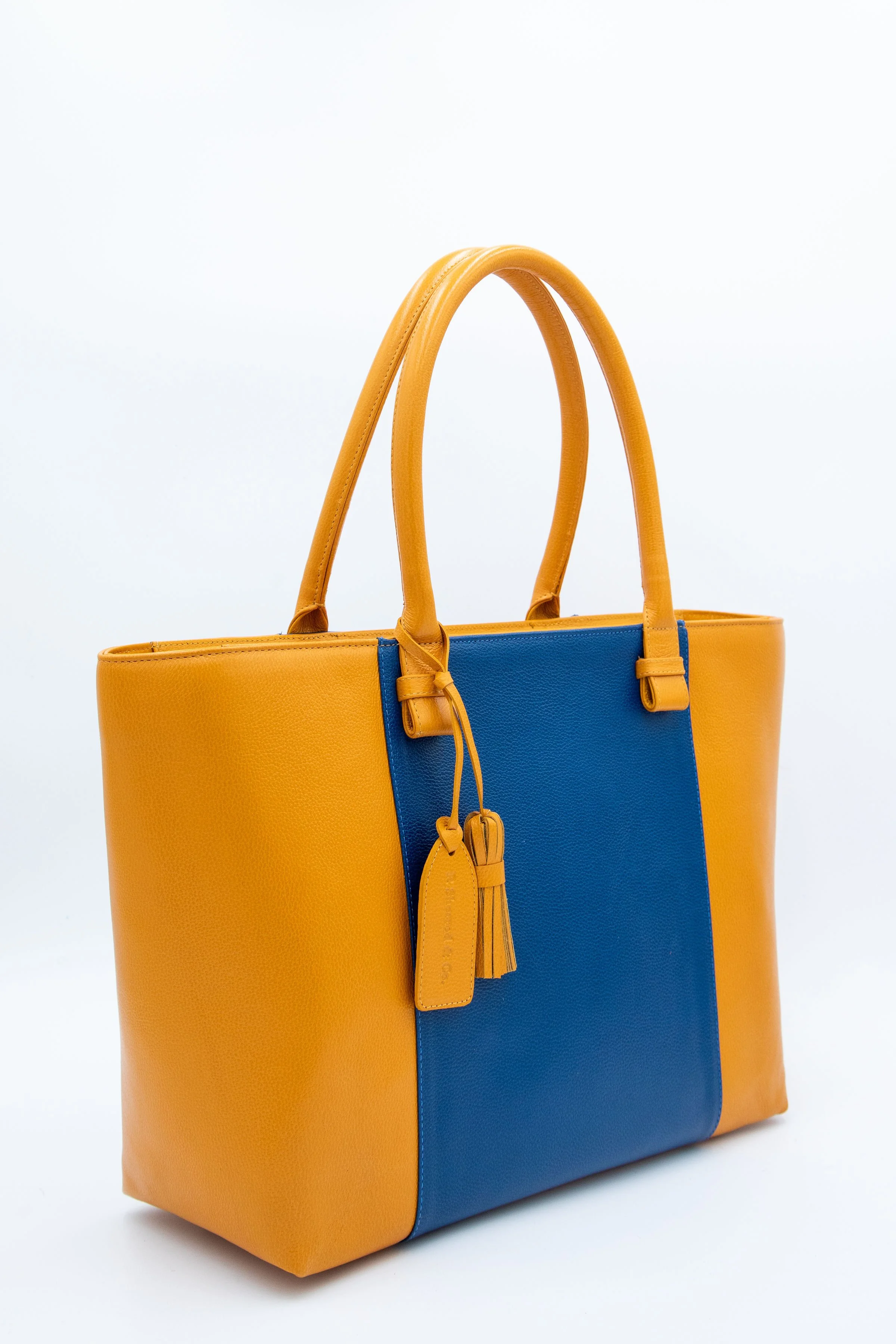 Royal Blue Gold Carryall Tote P. Sherrod Co. Leather Handbags